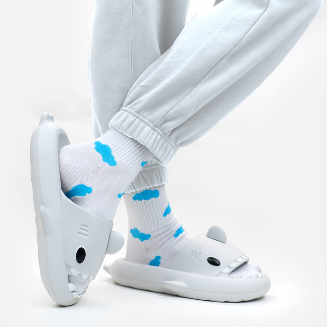 Shark Cushion Slides (Heather Gray) - Cloud Slides